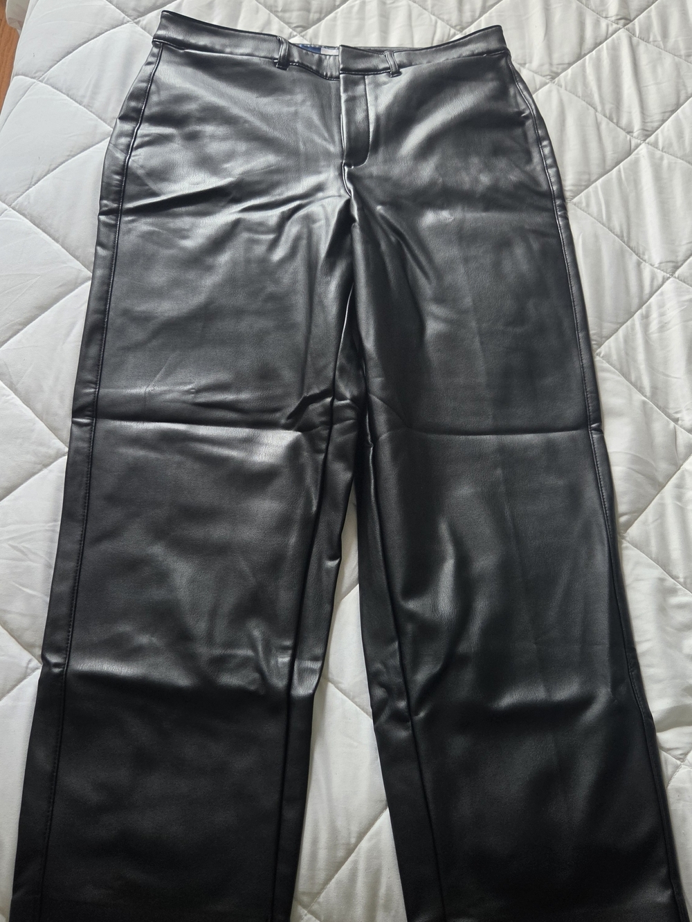 Old Navy Black Faux-Leather Straight-Leg Pants